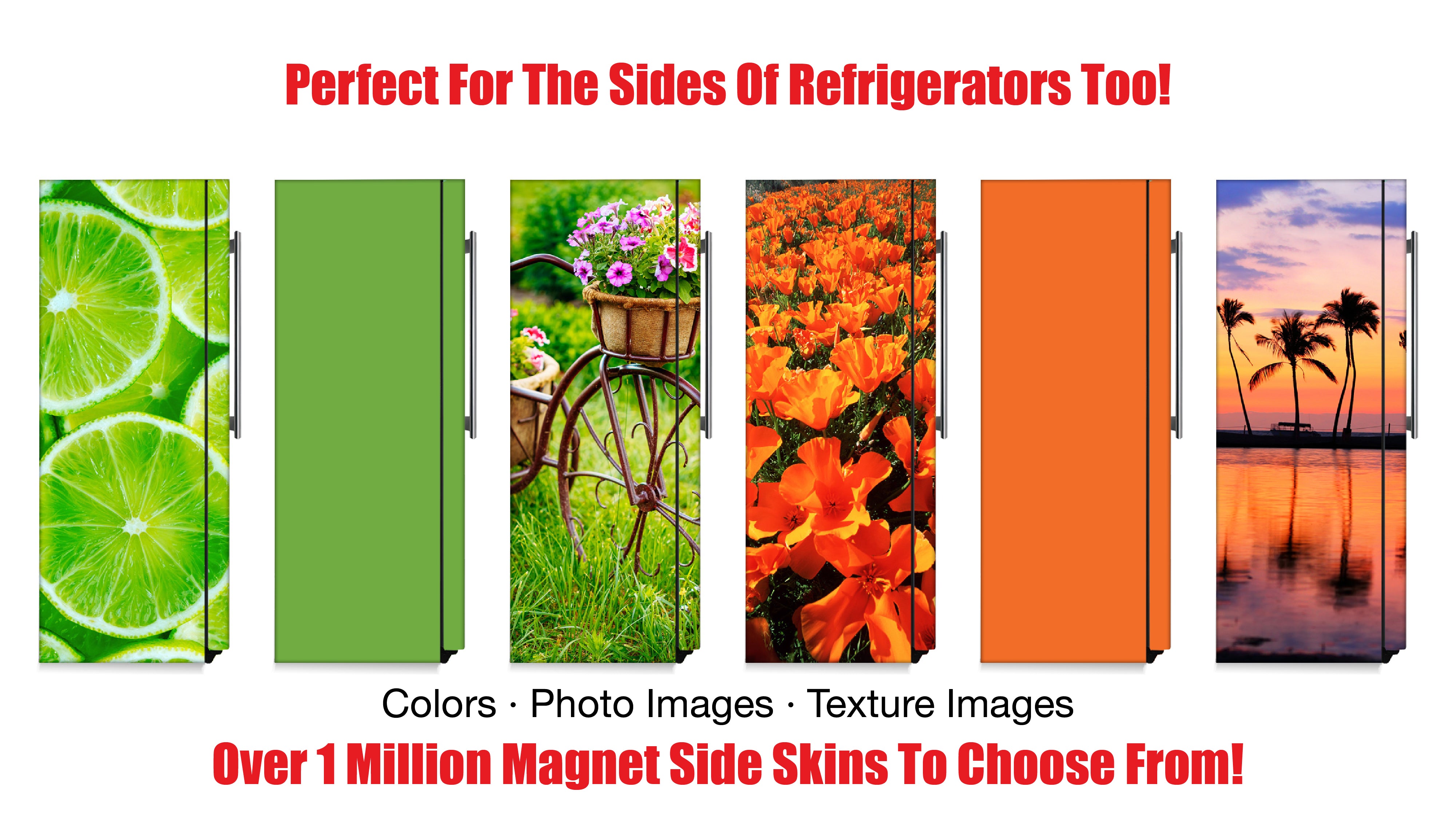 Photo Images Colors Designs and Patterns for Side of Refrigerators Fridge Wraps