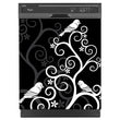 Load image into Gallery viewer, Birds On Swirls Magnet Skin on Black Dishwasher
