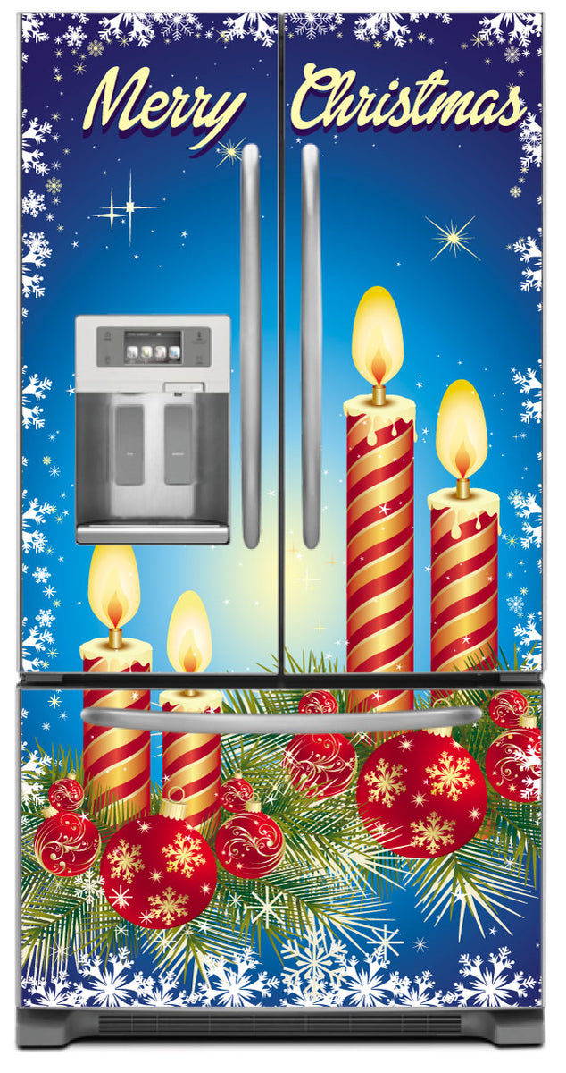 Christmas Candles Fridge Wraps How to Decorate Kitchen Ideas