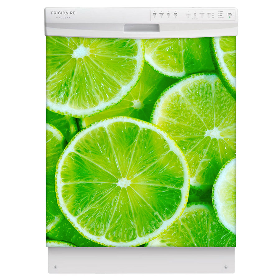 Fresh Limes Magnet Skin on White Dishwasher