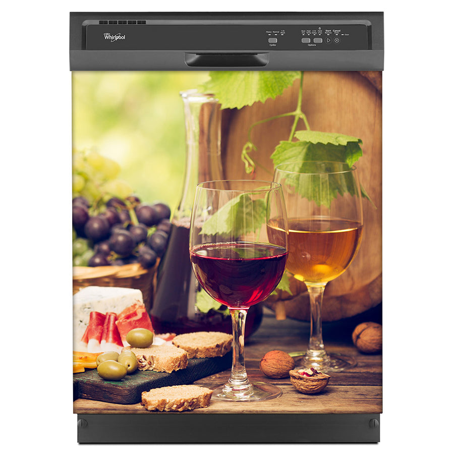 Glasses Of Wine Magnet Skin on Black Dishwasher