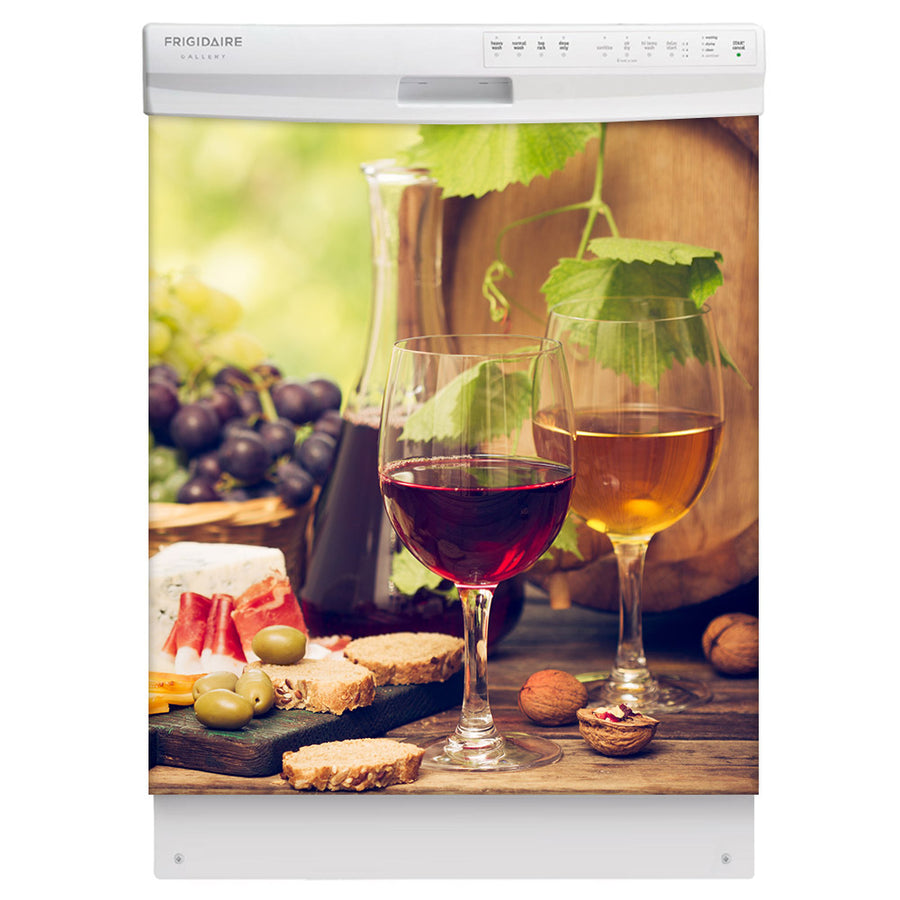 Glasses Of Wine Magnet Skin on White Dishwasher