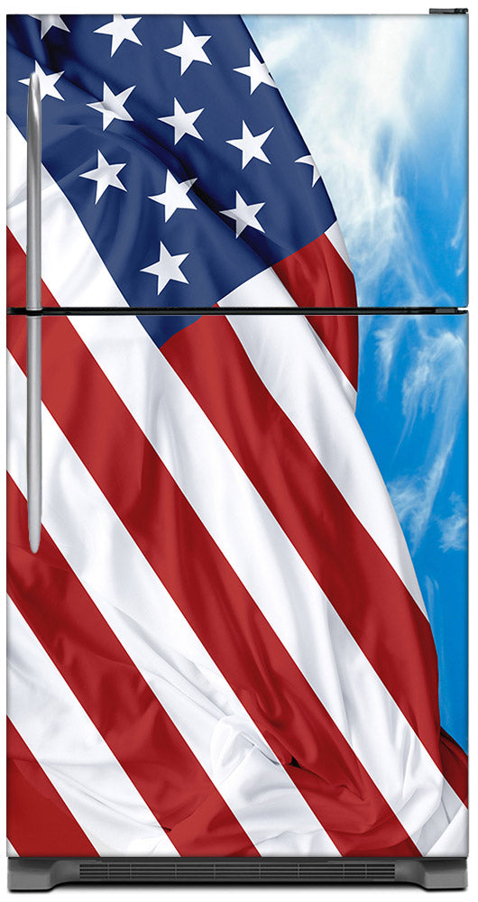 Majestic USA Flag Magnet Skin on Model Type Top Freezer Refrigerator
