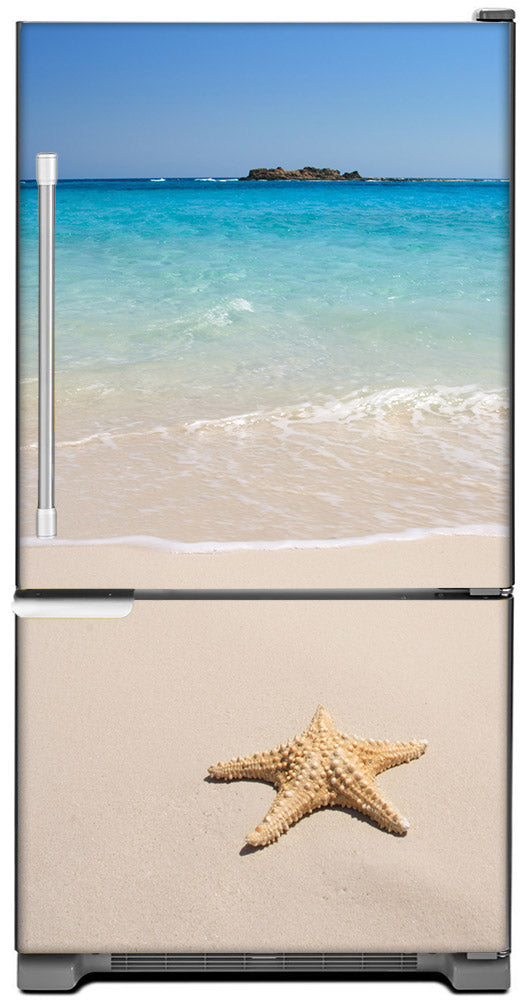 Magnetic Starfish On Beach Fridge Cover Skin