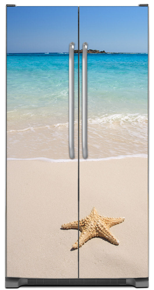 Starfish On Beach Magnet Skin on Model Type Side by Side Refrigerator