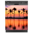 Load image into Gallery viewer, Sunset Palm Trees Magnet Skin on Black Dishwasher
