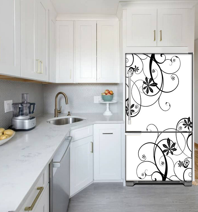 Magnetic Swirling Flowers Refrigerator Cover Skin