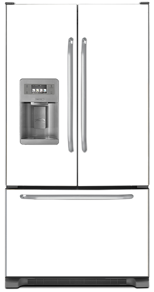 Semi Gloss White Magnet Skin on Model Type French Door Refrigerator with Ice Maker Water Dispenser