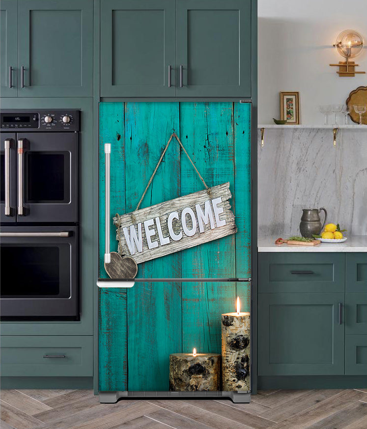 magnetic welcome fridge skin on bottom freezer refrigerator model.jpg__PID:020221e9-729e-47eb-8367-cd42611e94c6