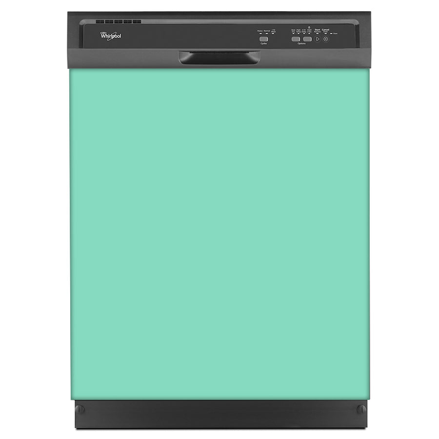  Aqua Green Color Magnet Skin on Black Dishwasher 
