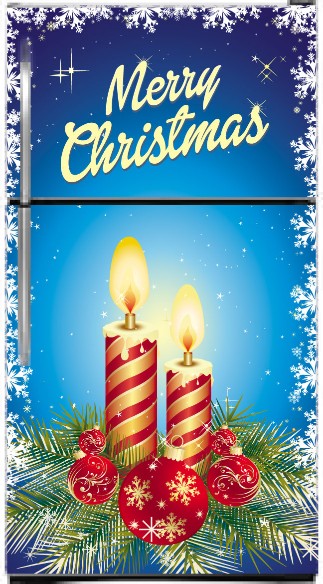 Best! Merry Christmas Candles Refrigerator Skin