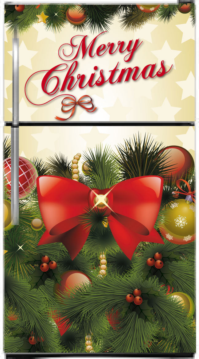 Best! Merry Christmas Bow Refrigerator Skin