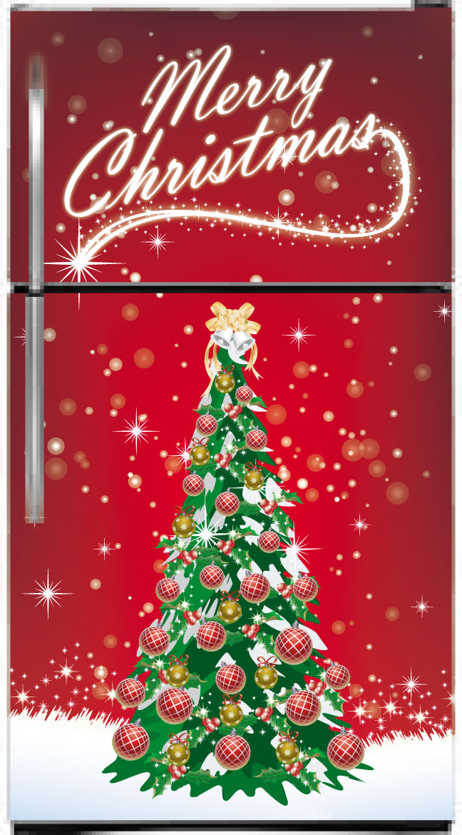 Magnetic Merry Christmas Tree Refrigerator Cover Skin
