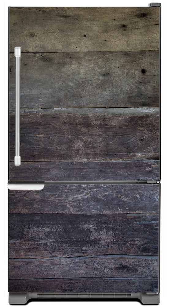 Barn Wood Panels Magnetic Refrigerator Skin Wrap Cover on Model Type Bottom Freezer Fridge