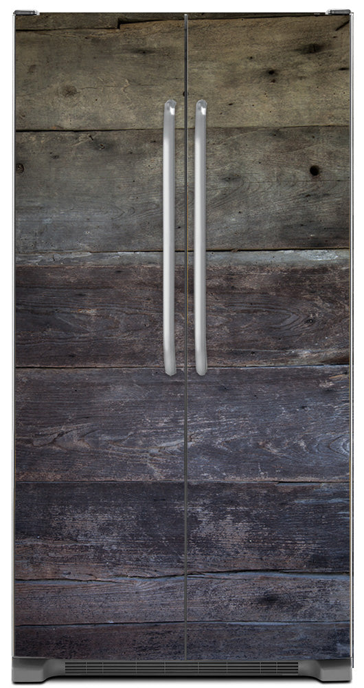 Barn Wood Panels Magnetic Refrigerator Skin Wrap Cover on Model Type Side by Side Fridge