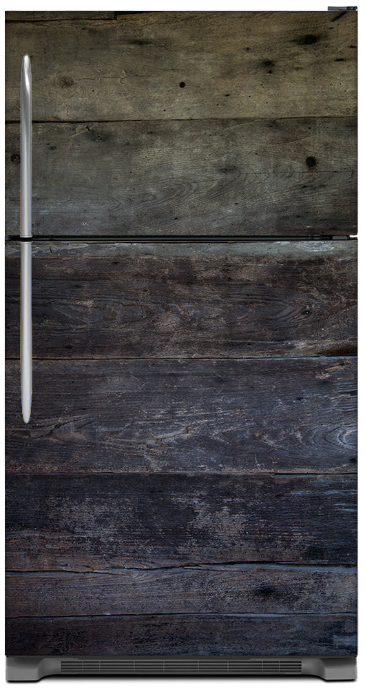 Barn Wood Panels Magnetic Refrigerator Skin Wrap Cover on Model Type Top Freezer Fridge