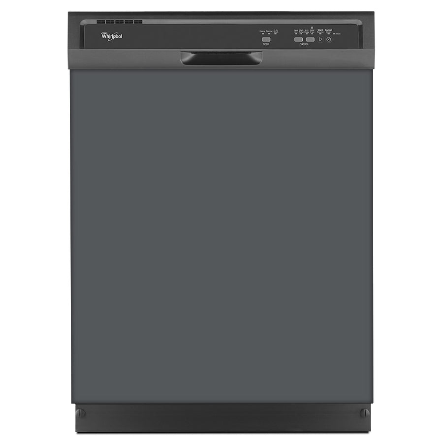  Battleship Gray Color Magnet Skin on Black Dishwasher 