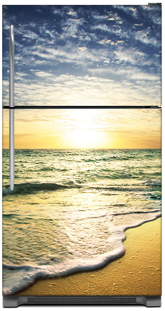Beach Sunrise Magnet Skin on Model Type Top Freezer Refrigerator