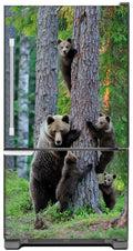 Bear Family Magnet Skin on Model Type Bottom Freezer Refrigerator