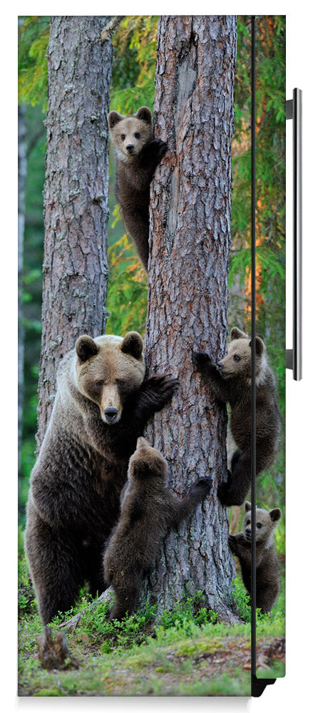 Bear Family Magnet Skin on Side of Refrigerator