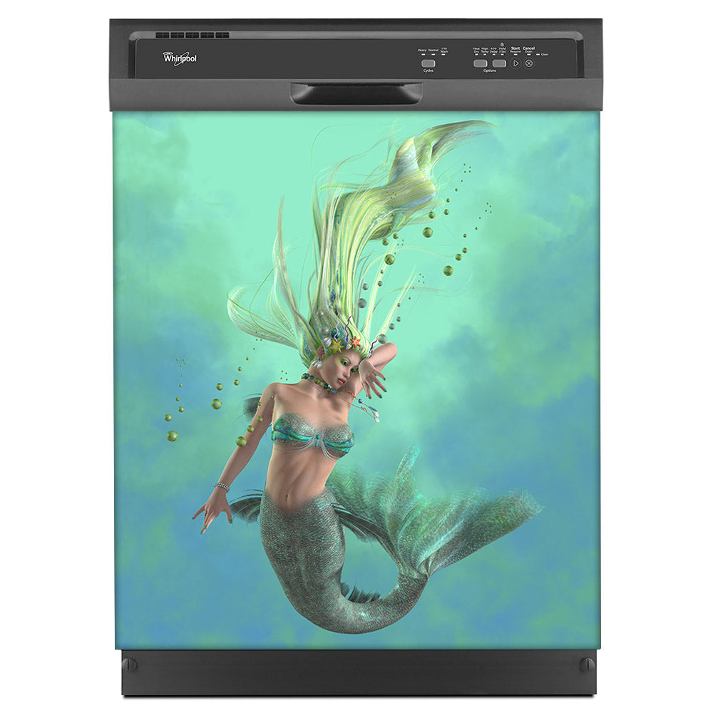 Beautiful Mermaid Magnet Skin on Black Dishwasher