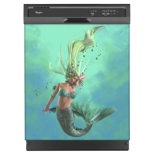 Beautiful Mermaid Magnet Skin on Black Dishwasher