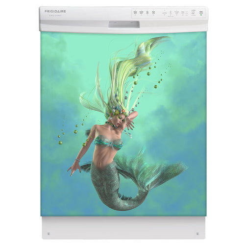 Beautiful Mermaid Magnet Skin on White Dishwasher