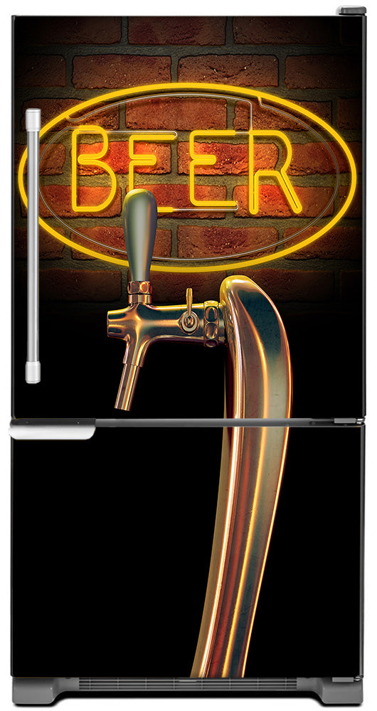 Beer Tap Magnet Skin on Model Type Bottom Freezer Refrigerator