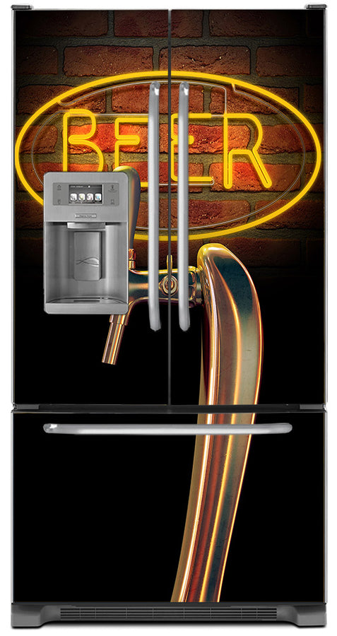  Beer Tap Magnet Skin on Model Type French Door Refrigerator with Ice Maker Water Dispenser 