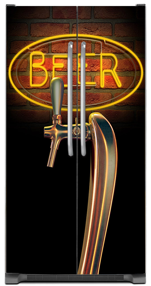 Beer Tap Magnet Skin on Model Type Side by Side Refrigerator