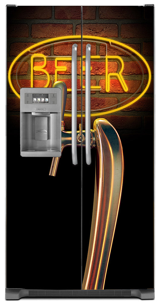 Beer Tap Magnet Skin on Model Type Side by Side Refrigerator with Ice Maker Water Dispenser
