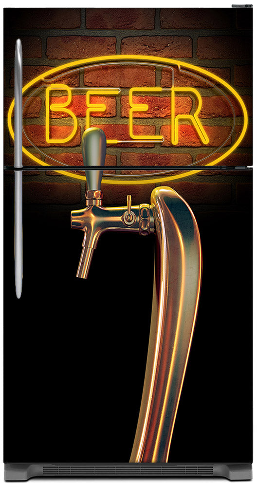 Beer Tap Magnet Skin on Model Type Top Freezer Refrigerator