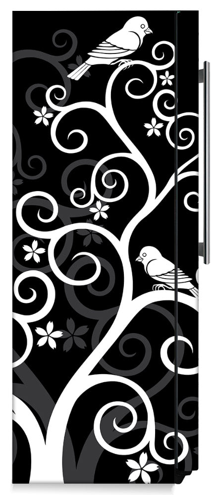 Birds On Swirls Magnet Skin on Side of Refrigerator