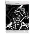 Birds On Swirls Magnet Skin on White Dishwasher