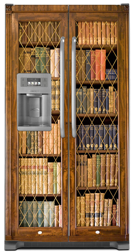 Bookcase Magnet Skin on Model Type Side by Side Refrigerator with Ice Maker Water Dispenser