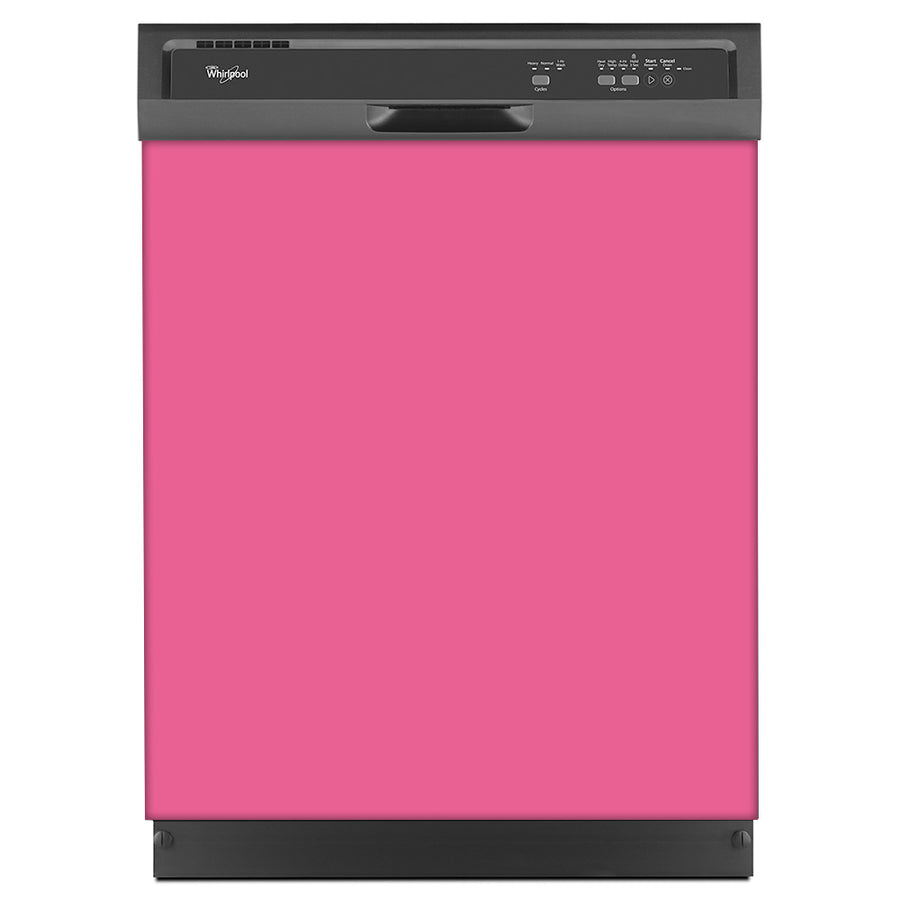  Bubble Gum Pink Color Magnet Skin on Black Dishwasher 
