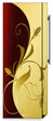 Load image into Gallery viewer, Burgundy Gold Leaf Magnet Skin on Side of Refrigerator
