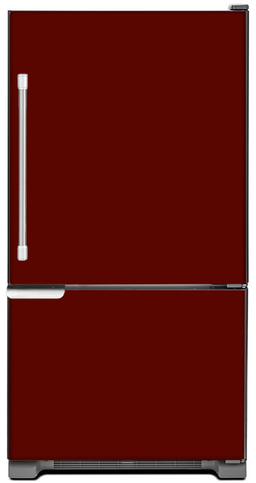 Burgundy Maroon Color Magnet Skin on Model Type Bottom Freezer Refrigerator