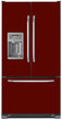 Load image into Gallery viewer, Burgundy Maroon Color Magnet Skin on Model Type French Door Refrigerator with Ice Maker Water Dispenser
