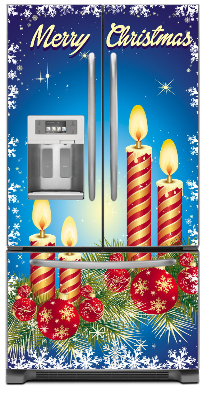 Best! Merry Christmas Candles Refrigerator Skin