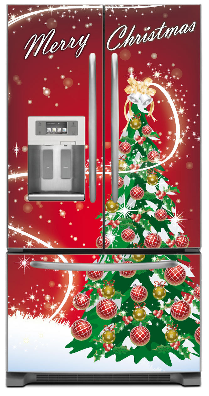Best! Merry Christmas Tree Refrigerator Skin