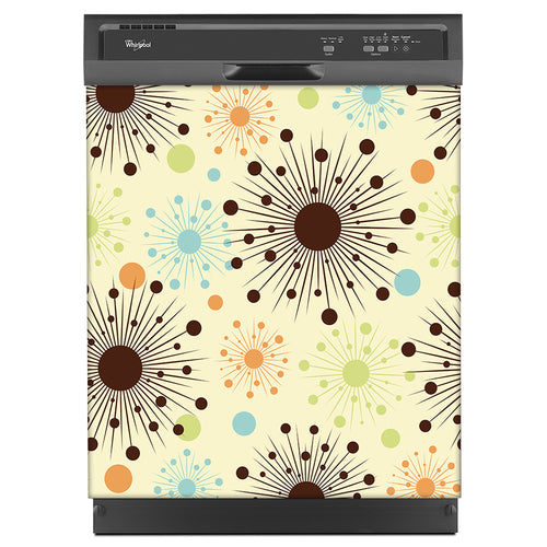 Color Burst Magnetic Dishwasher Cover Skin Panel on Dishwasher with Black Control Panel