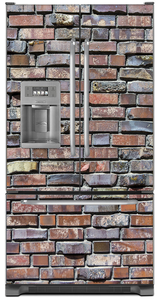 Colored Bricks Magnetic Refrigerator Cover Panel Skin Wrap on Refrigerator  Model Type French Door Fridge with Ice Maker