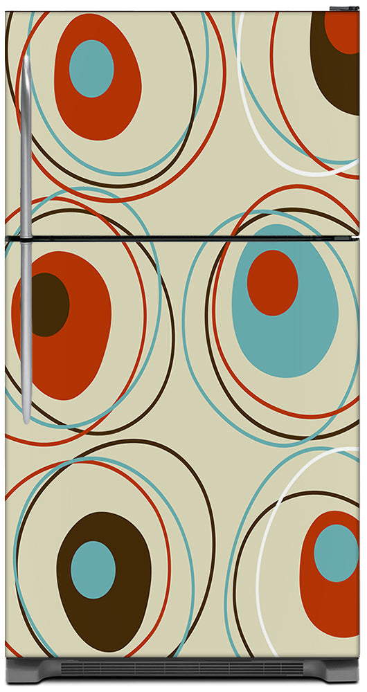 Colored Circle Designs Magnetic Refrigerator Cover Panel Skin Wrap on Fridge Model Type Top Freezer Fridge