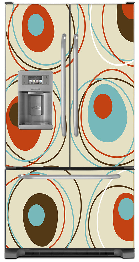 Colored Circle Designs Magnetic Refrigerator Cover Panel Skin Wrap on Refrigerator  Model Type French Door Fridge with Ice Maker