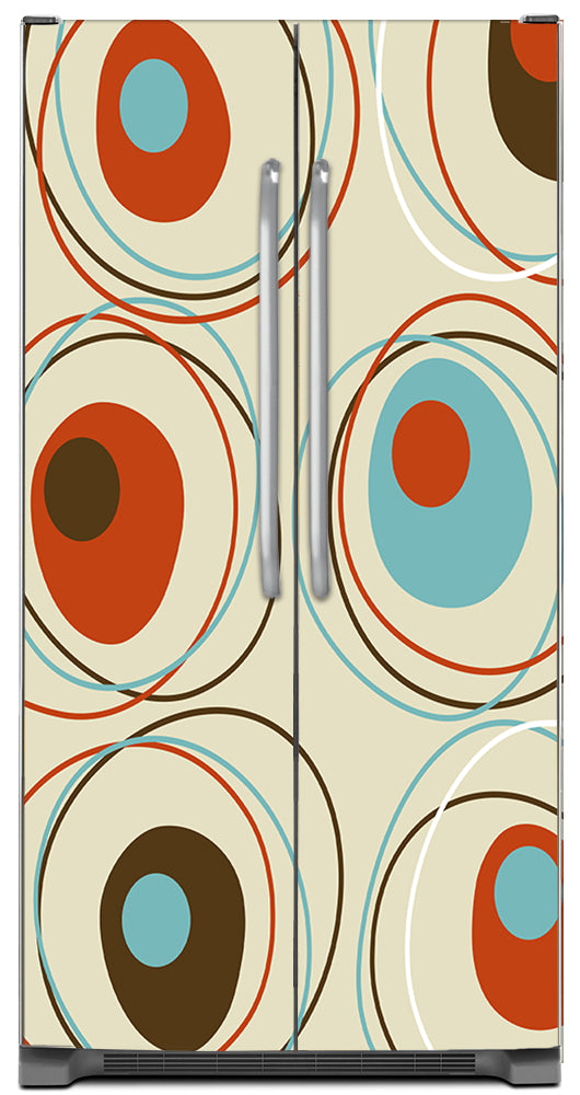 Colored Circle Designs Magnetic Refrigerator Cover Panel Skin Wrap on Refrigerator  Model Type Side by Side Fridge