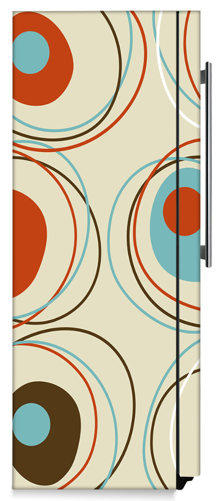 Colored Circle Designs Magnetic Refrigerator Skin Cover Wrap on Fridge Side Panel