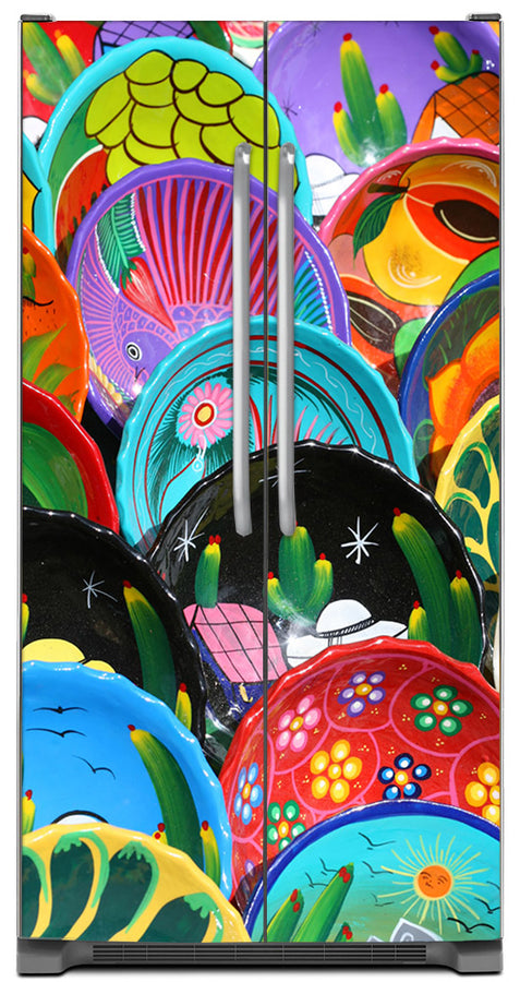  Colorful Plates Magnet Skin on Model Type Side by Side Refrigerator 