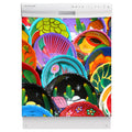 Colorful Plates Magnet Skin on White Dishwasher