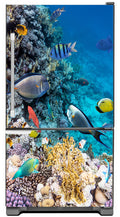 Coral Reef Fish Magnetic Refrigerator Cover Panel Skin Wrap on Fridge Model Type Bottom Freezer Fridge